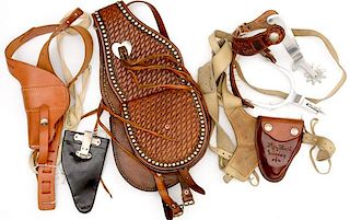 Lot of Shoulder Holster, Handcuff Pouch, Spurs and Saddle Bags 