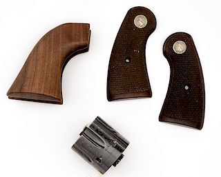 Lot of Two Wood Grips and One Cylinder 