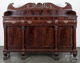 Philadelphia classical carved mahogany sideboard, ca. 1835, 55'' h., 70 1/4'' w.