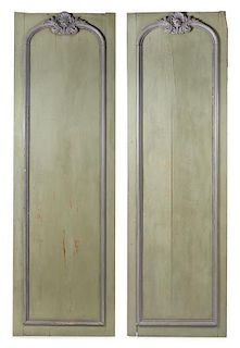 A Pair of French Painted Boiserie Panels Height 115 x width 35 1/2 inches.
