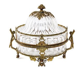 A French Gilt Bronze Mounted Cut Glass Casket Diameter 12 1/4 inches.