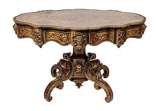 * A Napoleon III Style Center Table Height 29 1/2 x width 50 x depth 33 inches.