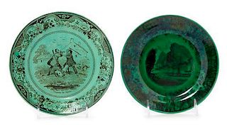Two French Transfer Decorated Plates Diameter of first 8 1/4 inches.
