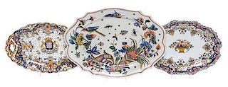 * A Group of Three Quimper Serving Trays  Longest tray 19 1/2 inches.