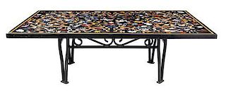 An Italian Pietra Dura Table Top Height 18 1/4 x width 62 x depth 36 inches.