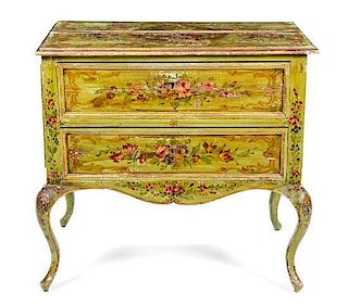 * A Venetian Style Painted Commode Height 30 x width 32 1/4 x depth 20 1/4 inches.