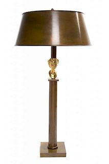 A Continental Gilt and Patinated Bronze Table Lamp Height overall 31 inches.