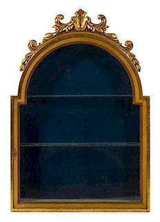 A Continental Giltwood Hanging Vitrine Height 43 x width 29 1/2 inches.
