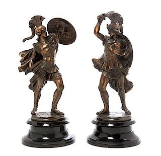 A Pair of Continental Cast Metal Figures Height 13 1/2 inches.