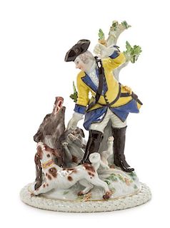* A Meissen Porcelain Figural Group Height 7 1/4 inches.