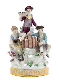 * A Meissen Porcelain Figural Group Height 8 3/4 inches.