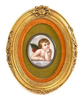 A Continental Porcelain Plaque Height of plaque 3 1/4 x width 2 1/2 inches.