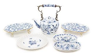 Five German Porcelain Articles Diameter of plate 9 1/4 inches.
