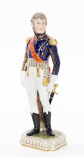 A Dresden Porcelain Figure of a General Height 11 1/2 inches.