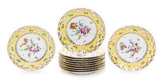A Set of Eleven Dresden Porcelain Dessert Plates Diameter 8 1/8 inches.