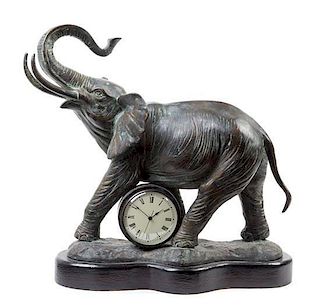 A Continental Cast Metal Figural Mantel Clock Height 20 x width 21 1/2 inches.