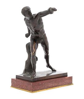 A Continental Bronze Figure Height 9 x width 6 1/8 inches.