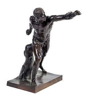 A Continental Bronze figure Height 19 1/4 x width 13 1/2 inches.