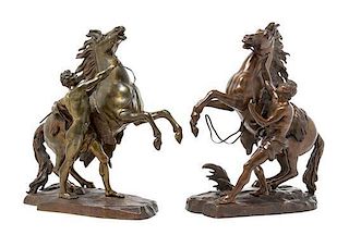 A Pair of Bronze Marly Horses Height of 17 inches.