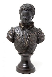 * A Venetian Style Cast Metal Bust Height 20 5/8 inches.