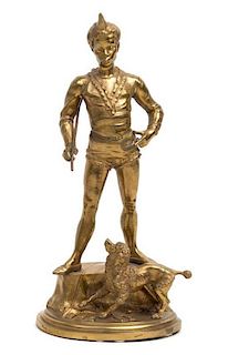 A French Gilt Bronze Figural Group Height 12 inches.