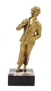 A Continental Gilt Bronze Figure Height overall 11 1/2 inches.