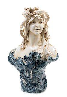 A Royal Dux Art Nouveau Pottery Bust Height 21 inches.
