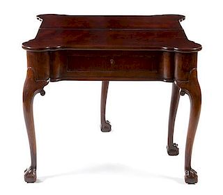 * A George II Mahogany Folding Game Table Height 28 3/4 x width 35 x depth 17 inches.