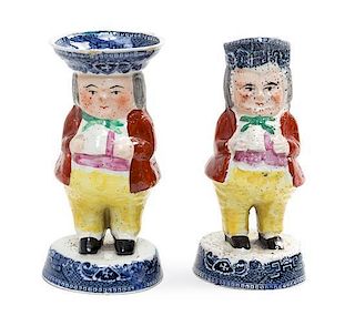 Two English Ceramic Figural Table Articles Height of taller 5 1/4 inches.