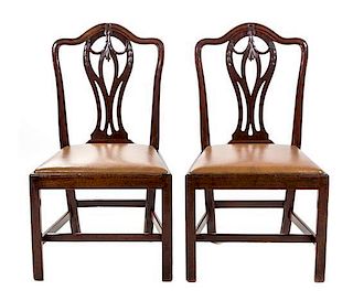 * A Pair of English Mahogany Side Chairs Height 37 inches.