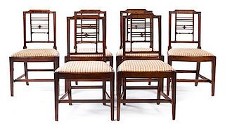 A Set of Six George III Mahogany Dining Chairs Height 35 1/2 inches.