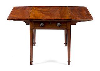 * A George III Mahogany Pembroke Table Height 22 1/8 x width 20 x depth 31 3/4 inches (closed).