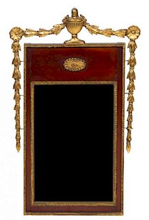 An English Parcel Gilt Mahogany Mirror Height 30 1/4 inches.