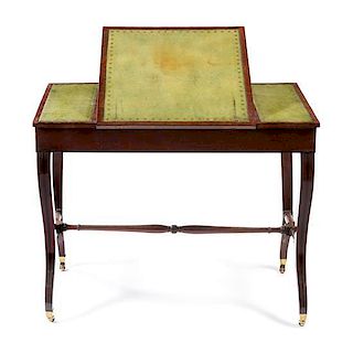 A Regency Inlaid Mahogany Writing Table Height 29 x width 36 1/4 x depth 22 inches.