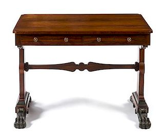 A Regency Rosewood Sofa Table Height 28 1/4 x width 39 x depth 23 1/2 inches.
