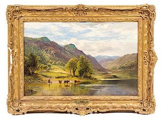 A. A. Glendening, (British, 1840-1903), Herd at the Lake