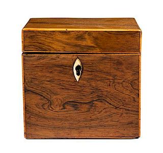* An English Rosewood Tea Caddy Width 4 7/8 inches.