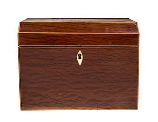 * Two English Burlwood Tea Caddies Width of first 7 1/4 inches.