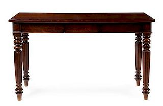 A William IV Mahogany Console Table Height 37 1/2 x width 63 1/4 x depth 24 1/2 inches.
