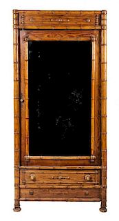 * A Victorian Simulated Bamboo Armoire Height 80 x width 37 x depth 18 1/2 inches.