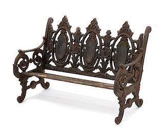 A Victorian Wrought Iron Diminutive Bench Height 10 1/2 x width 16 1/8 x depth 7 1/2 inches.