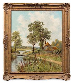 Louis Edgar, (20th Century), Cottage Next to a River