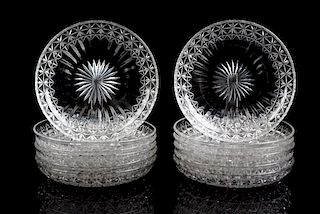 A Set of Twelve English Cut Glass Plates Diameter 6 inches.