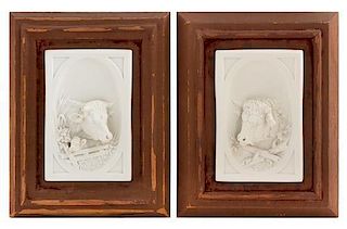 * A Pair of Parian Ware Plaques Height 9 x width 6 inches.