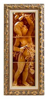 A Minton Pottery Plaque 17 3/8 x 5 1/4 inches.