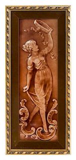 A Minton Pottery Plaque Height of plaque 17 1/2 x width 5 1/2 inches.