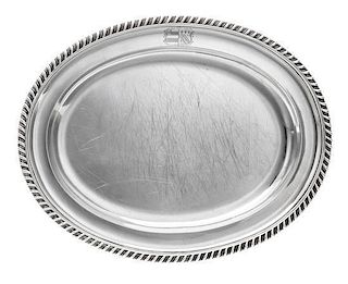 * A William IV Silver Meat Platter, Paul Storr, London, 1832, retailed by Storr & Mortimer, London, the platter of oval form wit