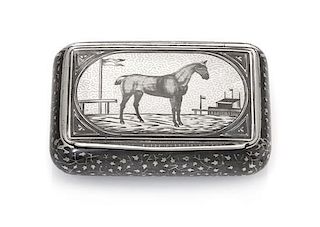 * An Austrian Niello Silver Snuff Box, Maker's mark MS, Vienna, late 19th/early 20th century, the lid decorated with the image o