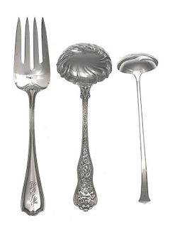 * Two American Silver Serving Articles, Tiffany & Co., New York, NY, comprising a sauce ladle in the Olympian pattern monogramme