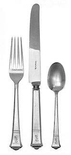 * An American Silver Flatware Service, Tiffany & Co., New York, NY, Windham pattern, comprising: 4 dinner knives 4 dinner forks